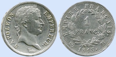 1 Franc NAPOLEON EMPEREUR Tte laure Empire Franais